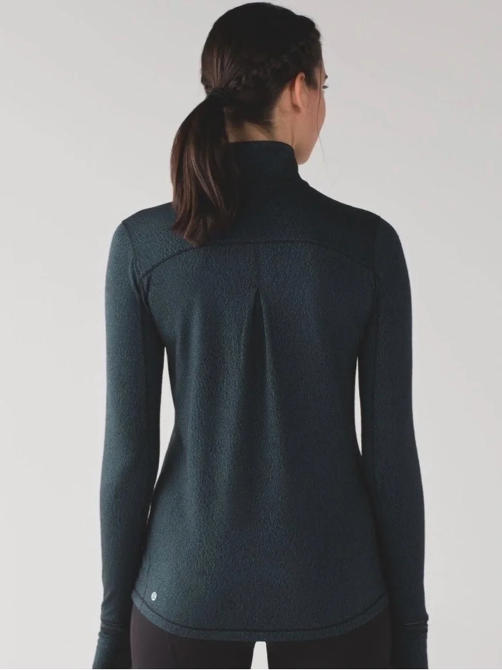 Lululemon Athletica Teal Quarter‑Zip Long Sleeve Pullover Thumbholes Womens Sz 8
